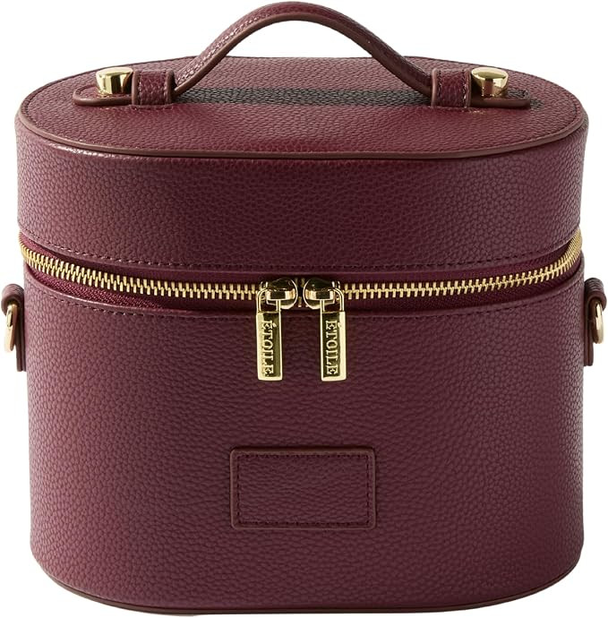 ETOILE - Oval Toiletry Case Burgundy - Travel Makeup Bag Organizer with Shoulder Strap and Remova... | Amazon (US)