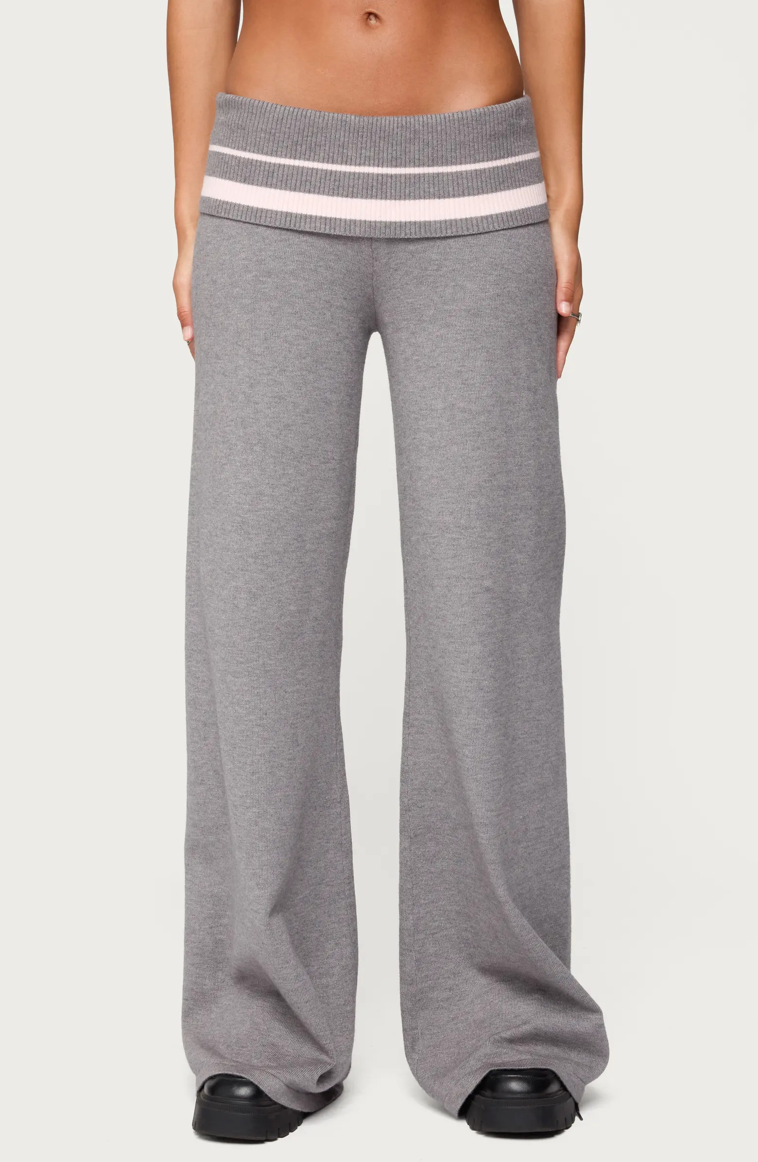 Kaliya Striped Foldover Pants | Nordstrom
