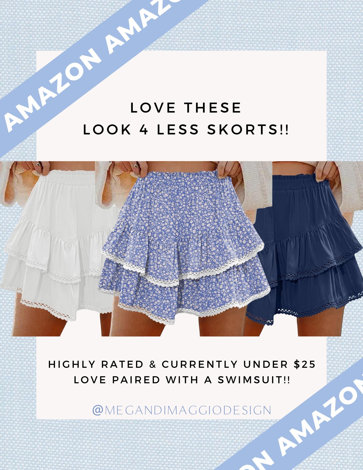 How cute are these Amazon skorts?! I have and love the white, but I just ordered the blue & white floral!! I love pairing them with my one piece swimsuits as a coverup!! 

#LTKFindsUnder50 #LTKSaleAlert #LTKSwim