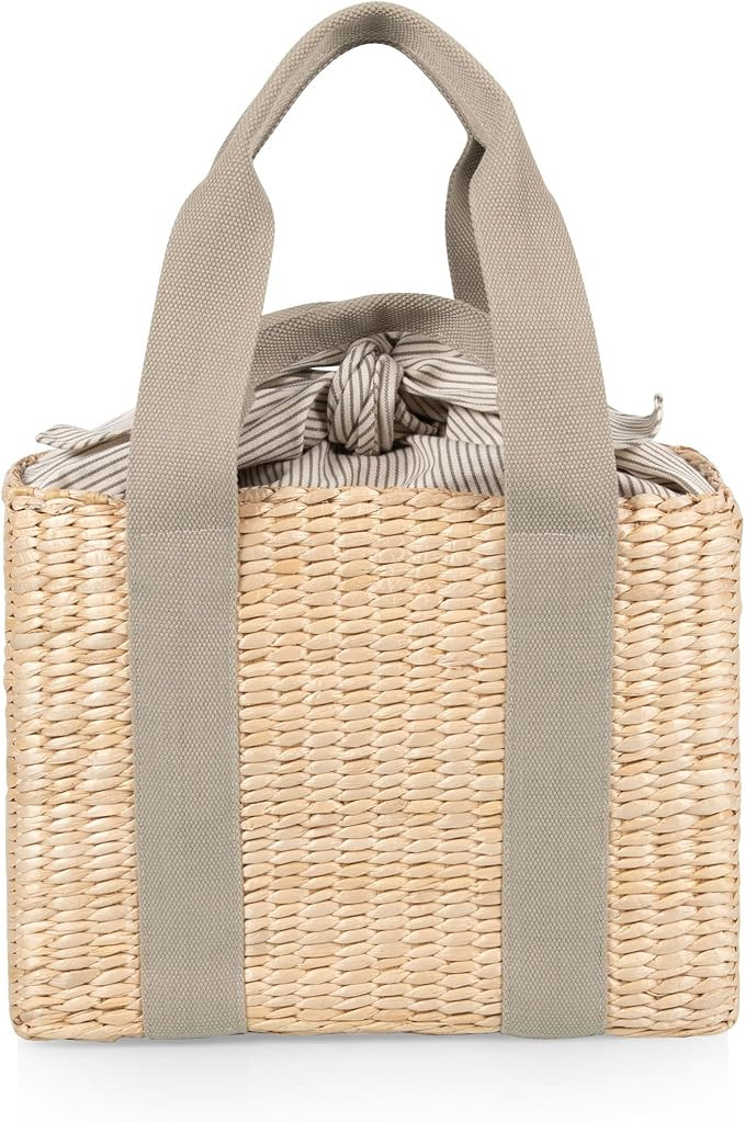 PICNIC TIME Parisian Picnic Basket, Insulated Beach Bag, Seagrass Picnic Tote Bag, (Sage Green) | Amazon (US)