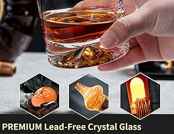 JBHO Hand Blown Crystal Double Old Fashioned Cocktail, Solid Whiskey Glasses, Rocks Glasses, Lowb... | Amazon (US)