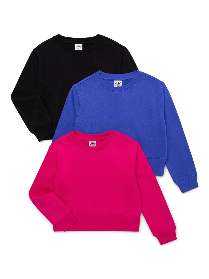 Athletic Works Girls Fleece Sweatshirt, 3-Pack, Size 4-18 & Plus | Walmart (US)