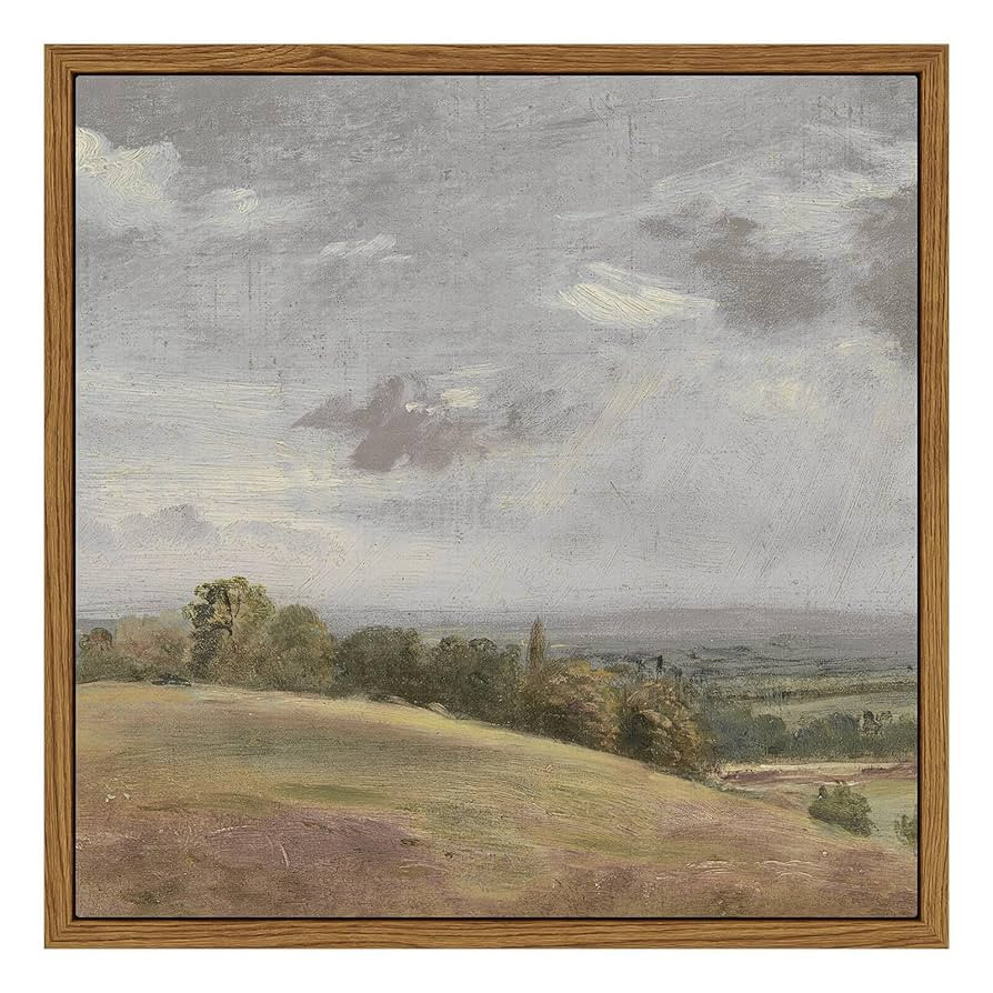 InSimSea Square Framed Canvas Wall Art, Scenery Sky Clouds Valley Grassland Farmhouse Wall Art De... | Amazon (US)