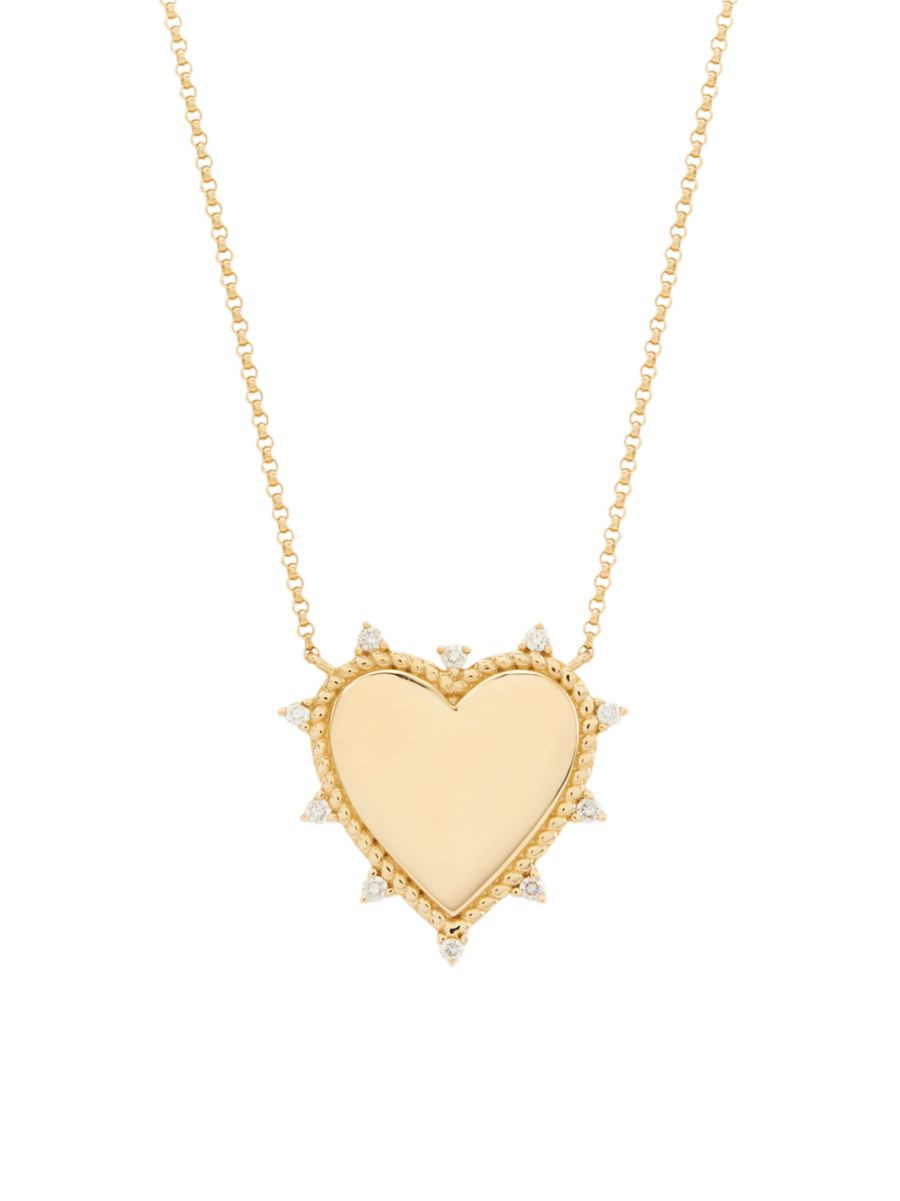 14K Yellow Gold & 0.15 TCW Diamond Heart Pendant Necklace | Saks Fifth Avenue