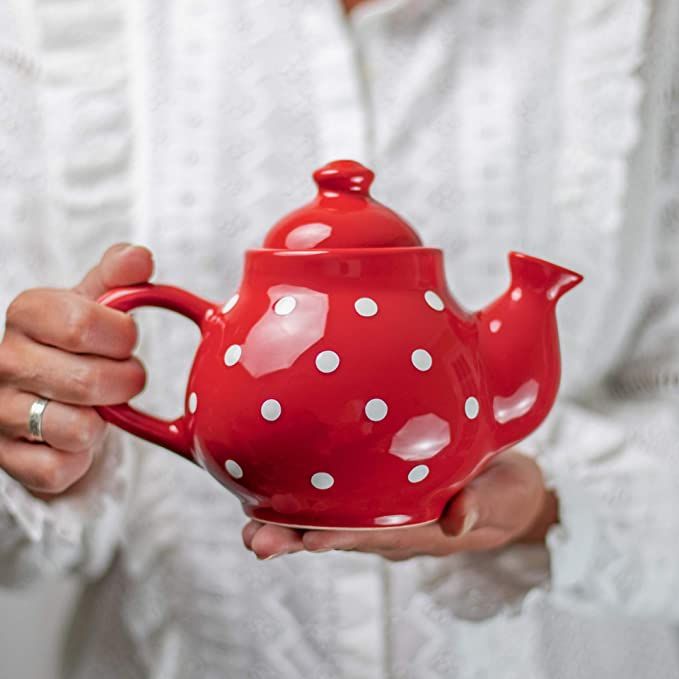 City to Cottage® Red and White Polka Dot Handmade Ceramic Teapot for two | Amazon (US)