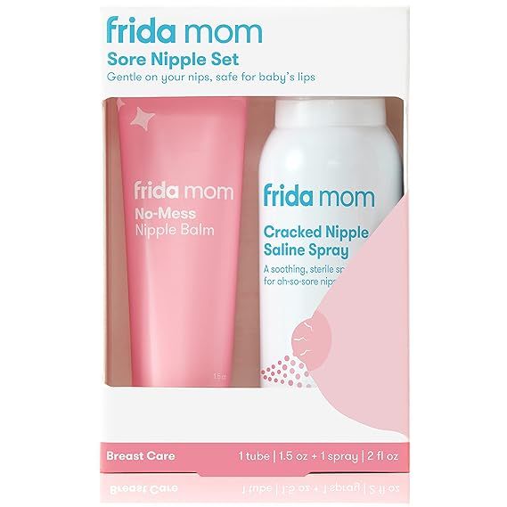 Frida Mom Sore Nipple Set | Cracked Nipple Saline Spray, No-Mess Nipple Balm | 2 Piece Set | Brea... | Amazon (US)
