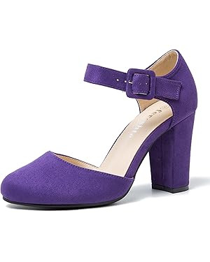 fereshte Women's High Heel Closed Toe Chunky Wedding Pumps Mary Jane Shoes | Amazon (US)