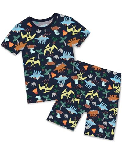 babee Reshinee Bamboo Viscose Toddler Pajamas Boys Girls Kids Cool Short Summer Pjs Pyjamas Set 3-4T Black Dinosaur 2pcs Jammies Sleepwear | Amazon (US)