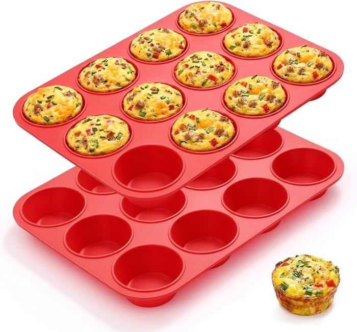 CAKETIME 12 Cups Silicone Muffin Pans for Baking - Regular Size Cupcake Pan Muffin Tin for Baking... | Amazon (US)
