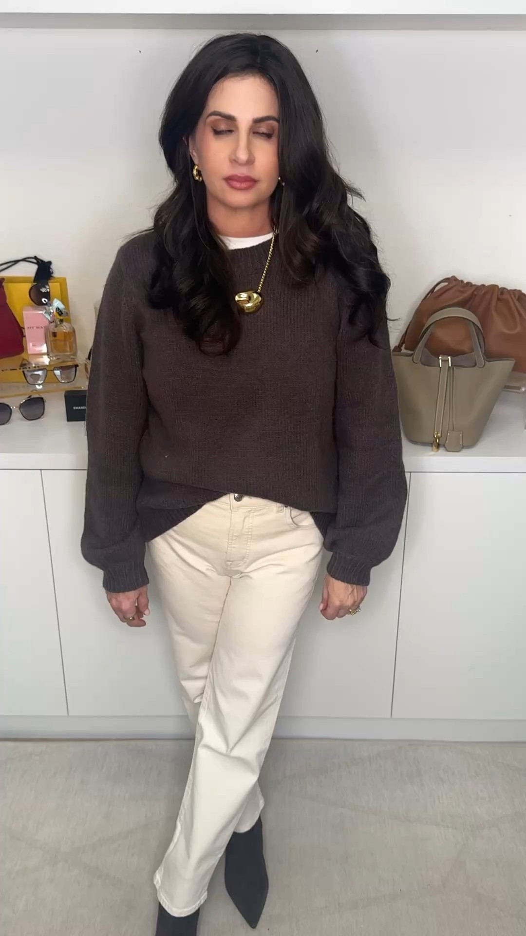 How to wear Ecru color jeans inspo. I have been asked so I wanted to share a look. Sweater is really nice - coffee color , although available in several colors . Has cable knit banding on the bottom and wrist and neckline . Wearing. Sm , jeans 25 , booties tts . Boots on sale  #ecrujeans #cableknitsweater #howtostyle 

#LTKootd #LTKgrwm #LTKOver40

#LTKSeasonal #LTKFindsUnder50 #LTKOver40