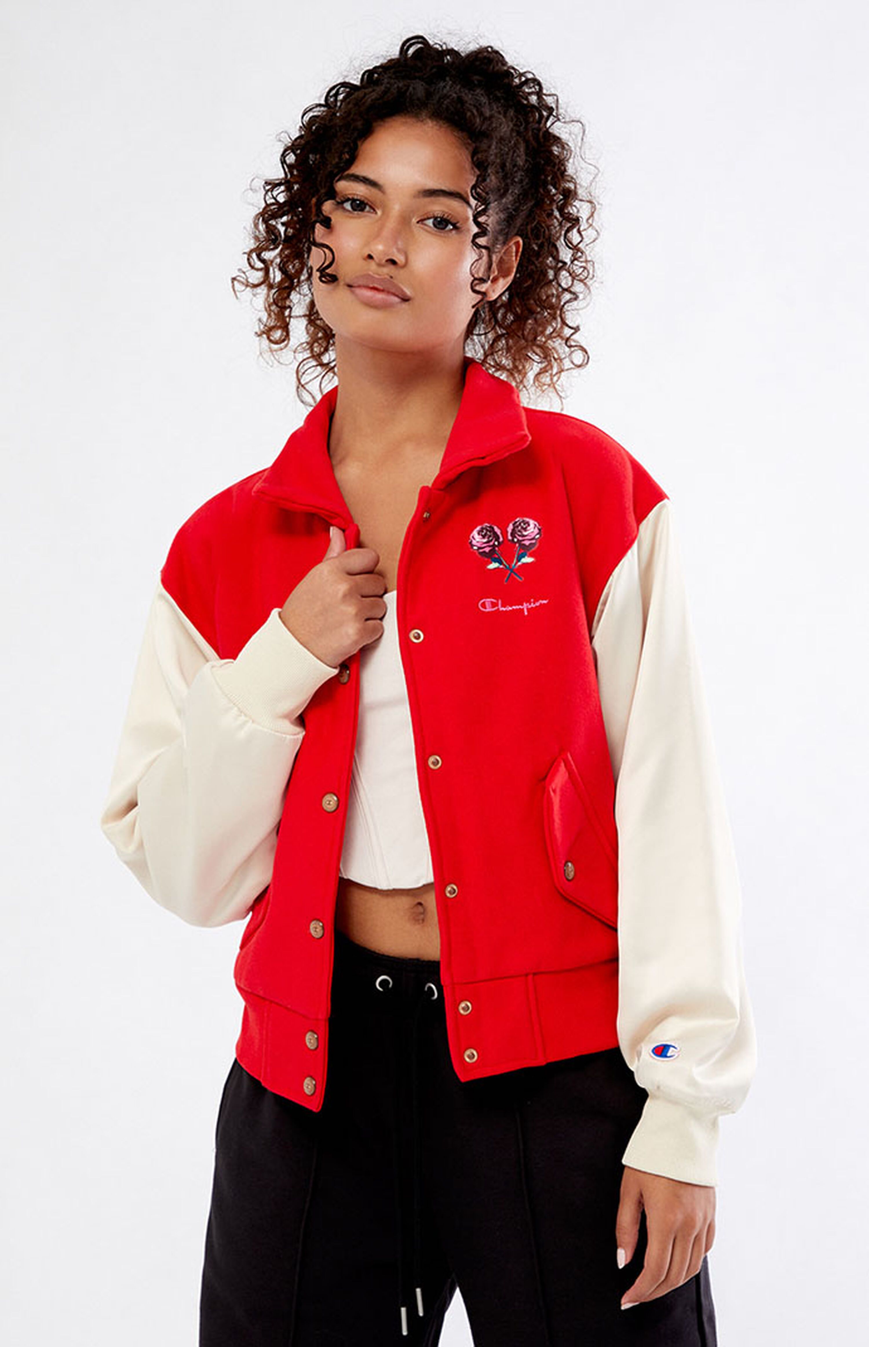 Champion Red Letterman Patch Jacket | PacSun