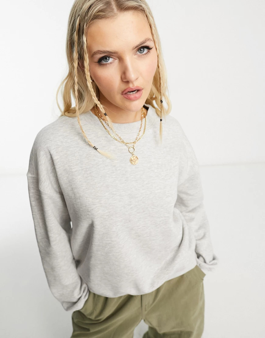 Weekday Essence standard sweatshirt in grey | ASOS (Global)