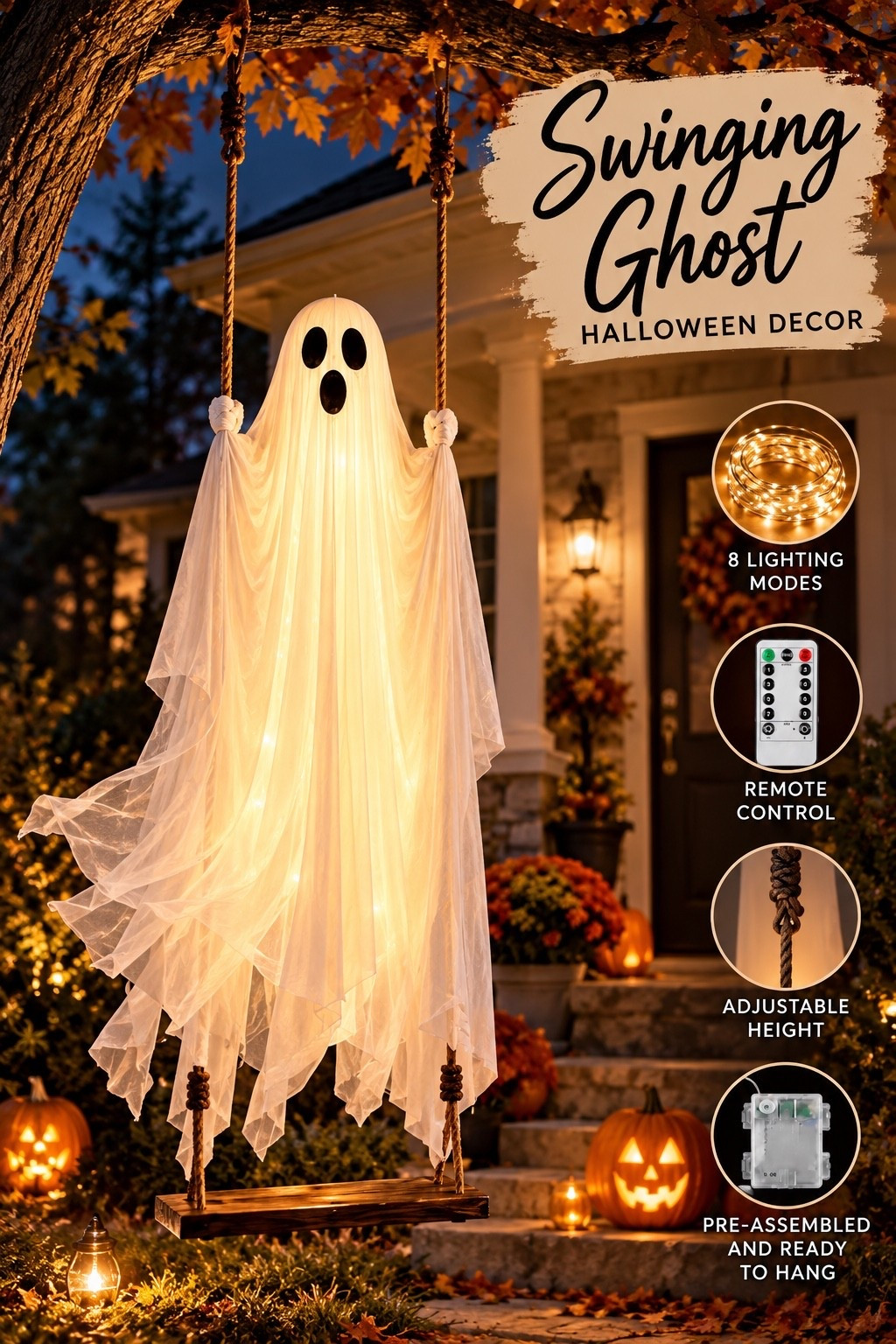 Outdoor swinging ghost is so cute for Halloween! Halloween decor, front door, porch

#LTKmomlife #LTKHome #LTKSeasonal