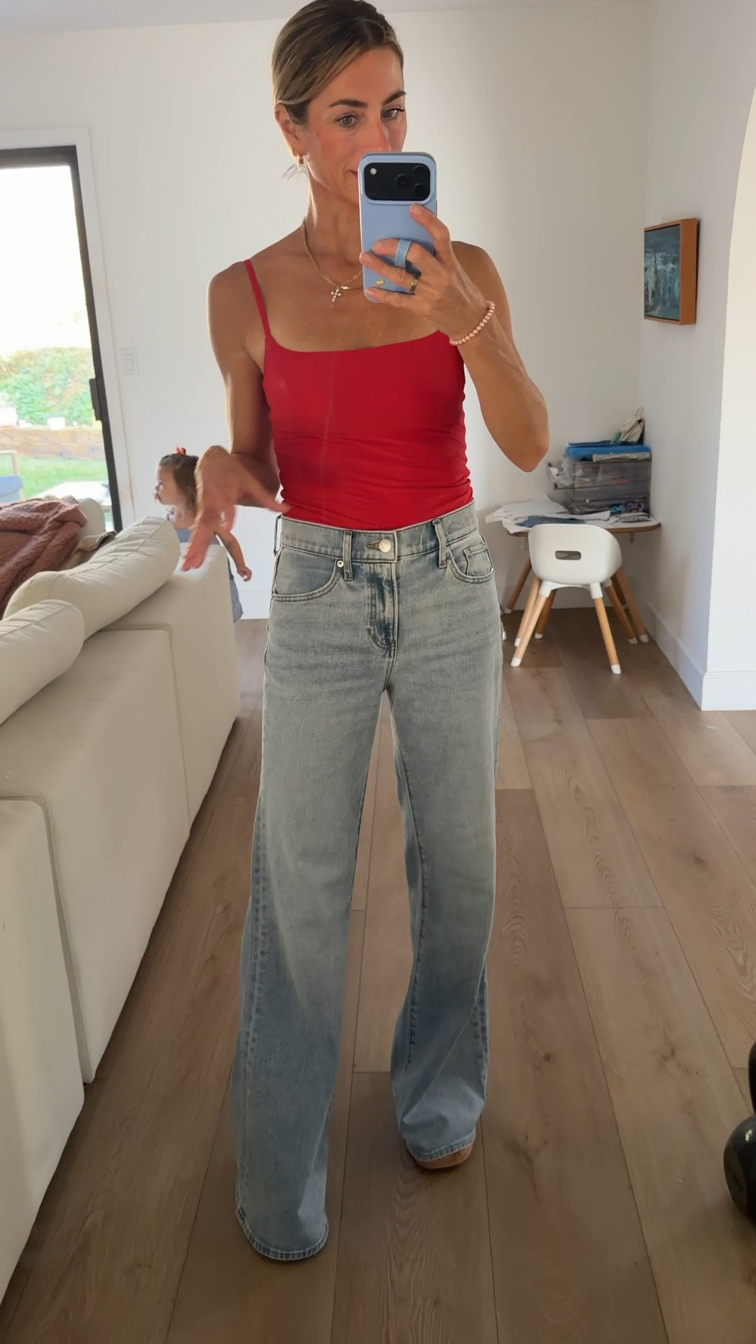 These jeans though 😍 The wash + wide leg fit are SO good. They’re high waisted, super flattering and have that perfectly relaxed fit without feeling too oversized. I’m wearing a 2R — they’re a little loose on me, but I actually love how they fit.
@Express 

Paired them with one of my favorite Abercrombie built-in bra tanks (no bra needed 🙌🏼) + my REEF wedges that I’m obsessed with. And if you only think of REEF for flip flops… they make SO many cute women’s shoes + great men’s shoes too!

Linking everything + a few more of my favorite built-in bra tanks 🤍

Search words: Express jeans, Express wide leg jeans, high waisted wide leg jeans, light wash jeans, flattering jeans, women’s denim, Abercrombie tank, built in bra tank, no bra tank top, red tank top, REEF shoes, REEF wedges, platform wedges, casual summer outfit, everyday outfit, mom style

#LTKootd #LTKOver40 #LTKdayinmylife