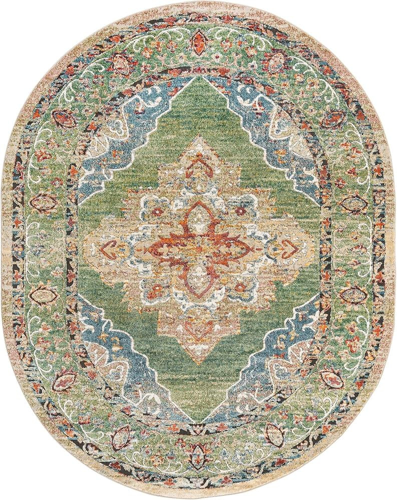 Unique Loom Isabella Collection Area Rug - Rossellini (7' 10" x 10' Oval, Green/ Blue) | Amazon (US)