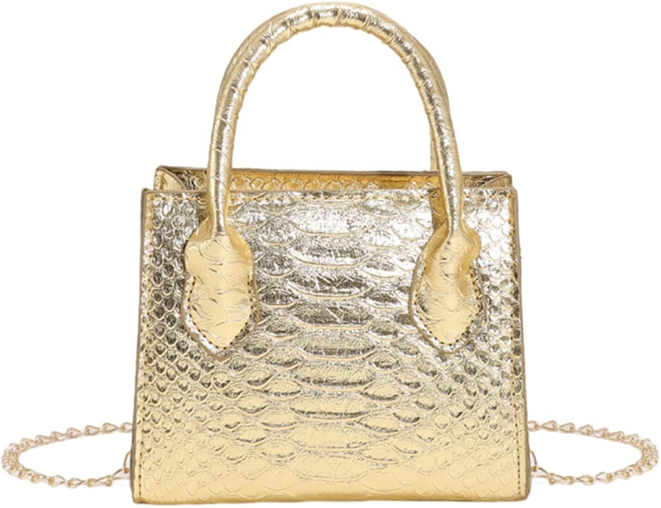 GORGLITTER Women's Small Crossbody Bag Mini Purse Metallic Crocodile Print Double Handle Satchel ... | Amazon (US)