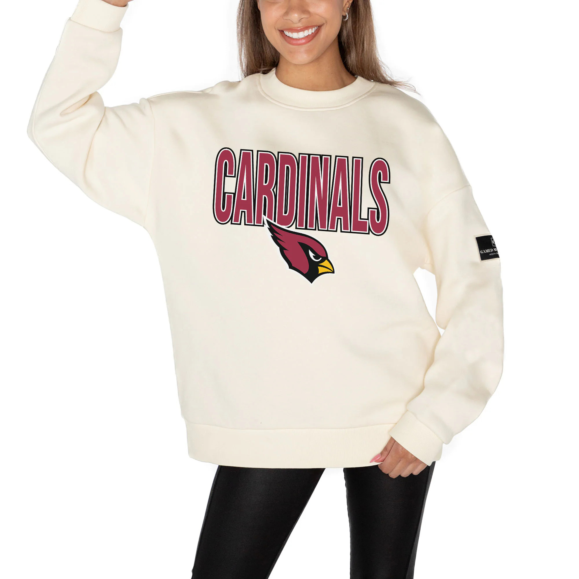 Women's Arizona Cardinals  Gameday Couture Cream Premium Fleece Oversized Drop Shoulder Pullover ... | NFL Shop