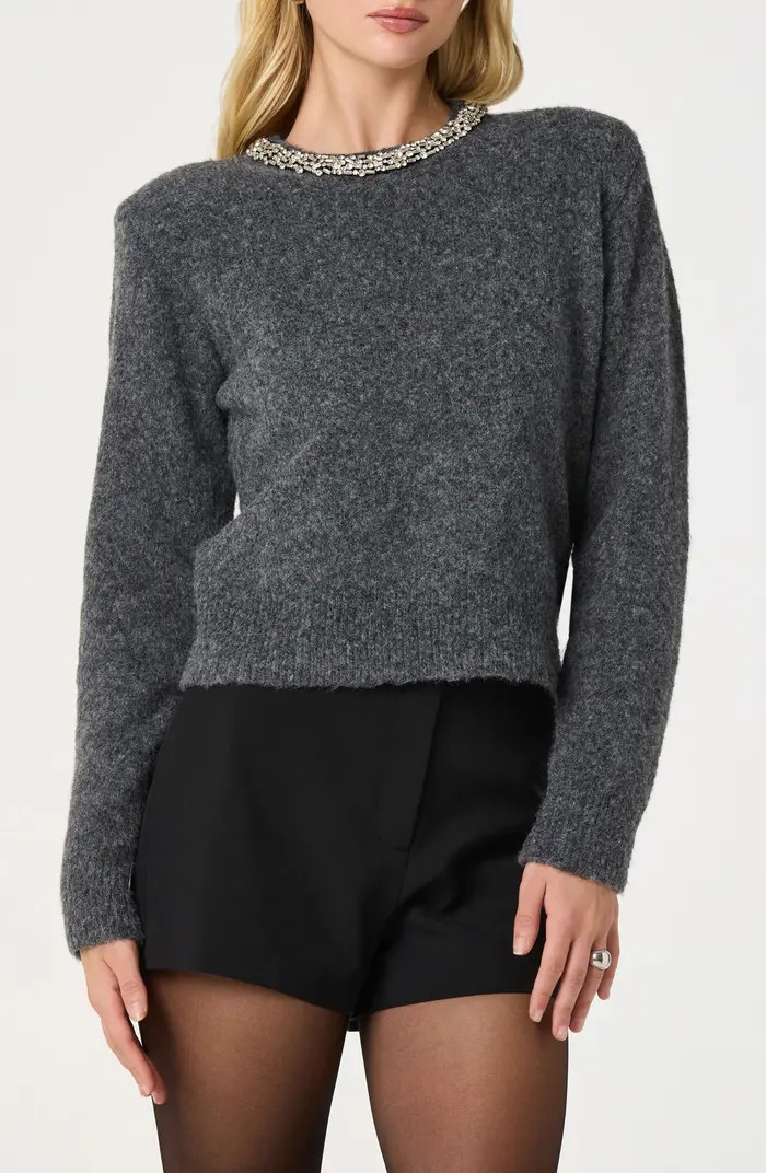 Embellished Collar Crewneck Sweater | Nordstrom