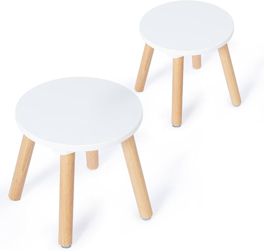 2 Pack Wooden Kids Stool, Perfect Matched Sensory Table, Toddler Step Stool Multi-Purpose Sitting... | Amazon (US)
