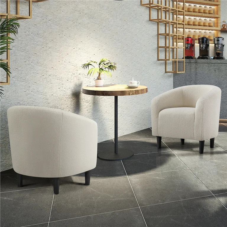 Easyfashion Tub Chair, Set of 2, Ivory Velvet | Walmart (US)