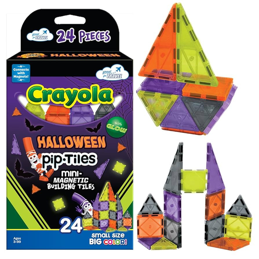 CreateOn Crayola Halloween Mini Magnetic PIP-Tiles with Glow in The Dark Tiles, Magnetic Building... | Amazon (US)
