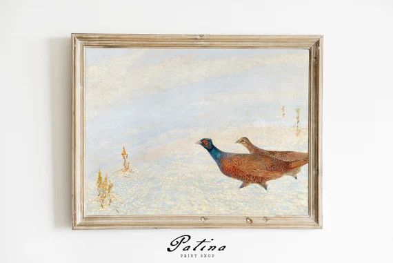 Winter Bird Print | Vintage Winter Landscape Painting  | Winter Decor | Farmhouse Holiday | Print... | Etsy (US)