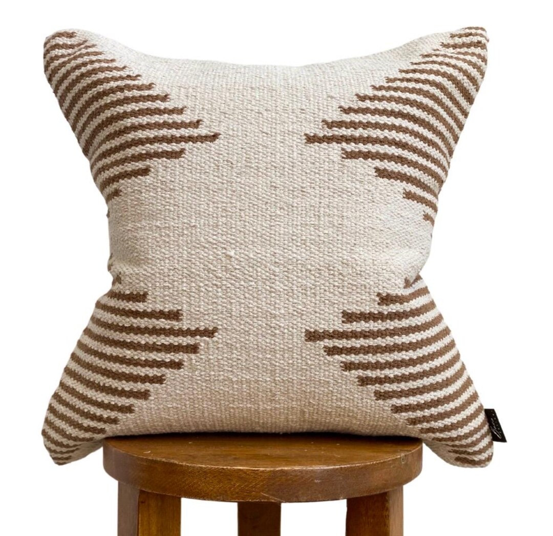 20x20 Kilim Pillow Cover – Handmade Brown Geometric Tribal Throw Pillow – Neutral Boho Farmho... | Etsy (US)