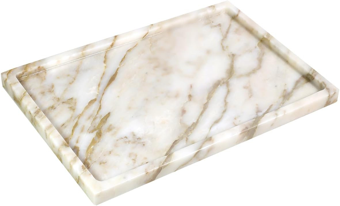 100% Natural Marble Serving Tray Luxury Marble Storage Tray for Home Decor Stone Tray for Bathroo... | Amazon (US)