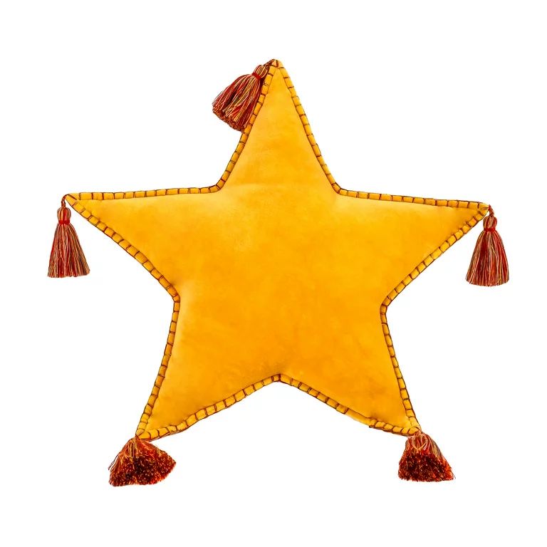HGTV Home Collection Star Shaped Pillow With Tassels, Yellow, 16in | Walmart (US)