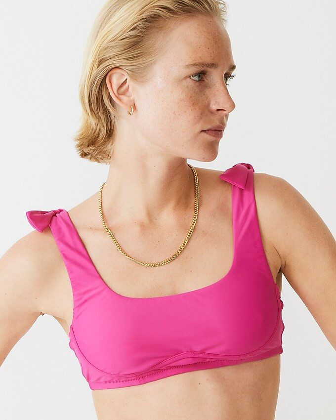 Tie-shoulder scoopneck bikini top | J. Crew US