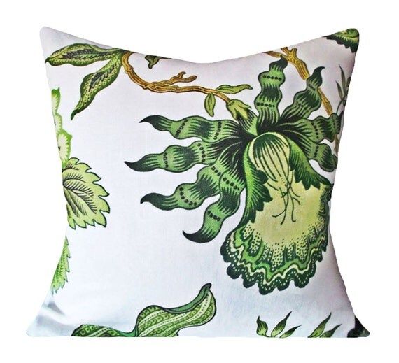 Schumacher Hothouse Flowers Verdance Decorative Pillow Cover - Celerie Kemble - Throw Pillow - Accen | Etsy (US)