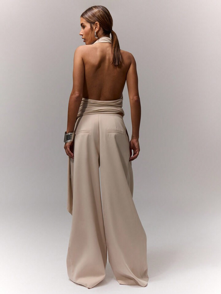 MUSERA Halter Neck Extreme Draped Top Summer Ibiza For Spring Vacation Elegant Everyday Capsule W... | SHEIN