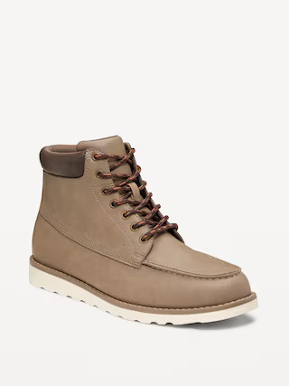 Faux-Leather Work Boots for Men | Old Navy (US)