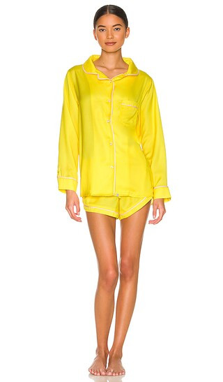 Faux Silk Pajama Set in Yellow & Pink | Revolve Clothing (Global)
