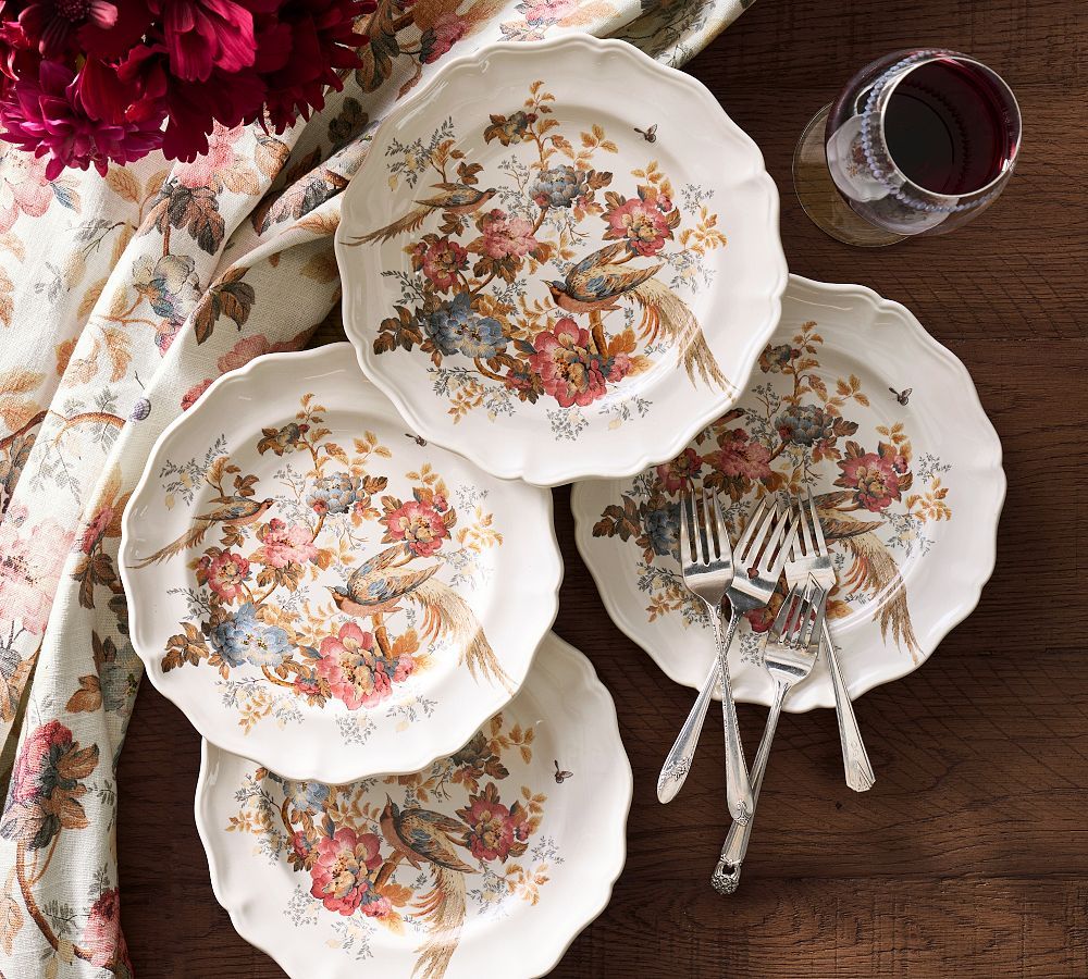 Piper Floral Bird Salad Plates - Set of 4 | Pottery Barn (US)
