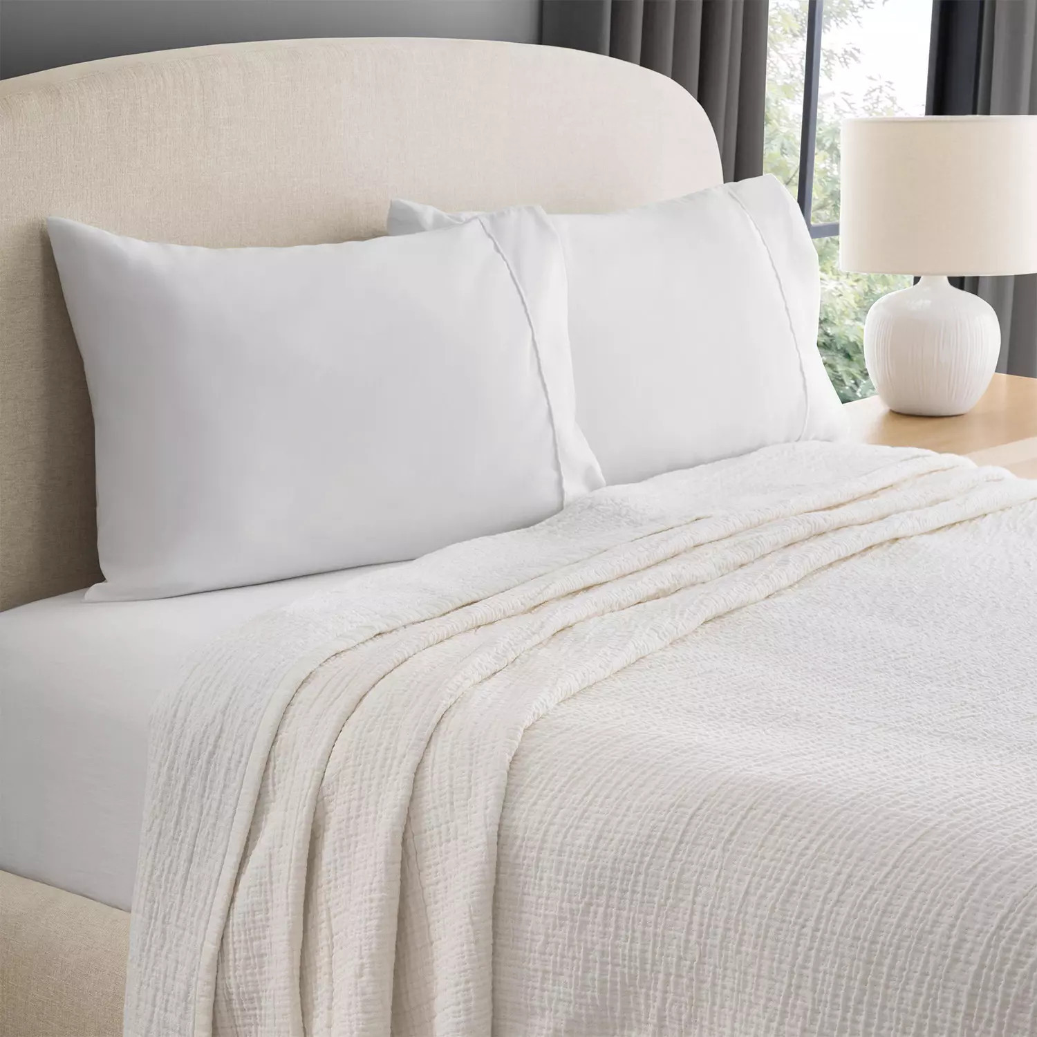 Member's Mark Textured Gauze Blanket, 106' x 94', Assorted Colors:- White | Sam's Club