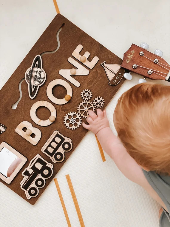 Wood Busy Board 2nd Birthday Gift Name Puzzle Toddler Toys | Etsy | Etsy (CAD)