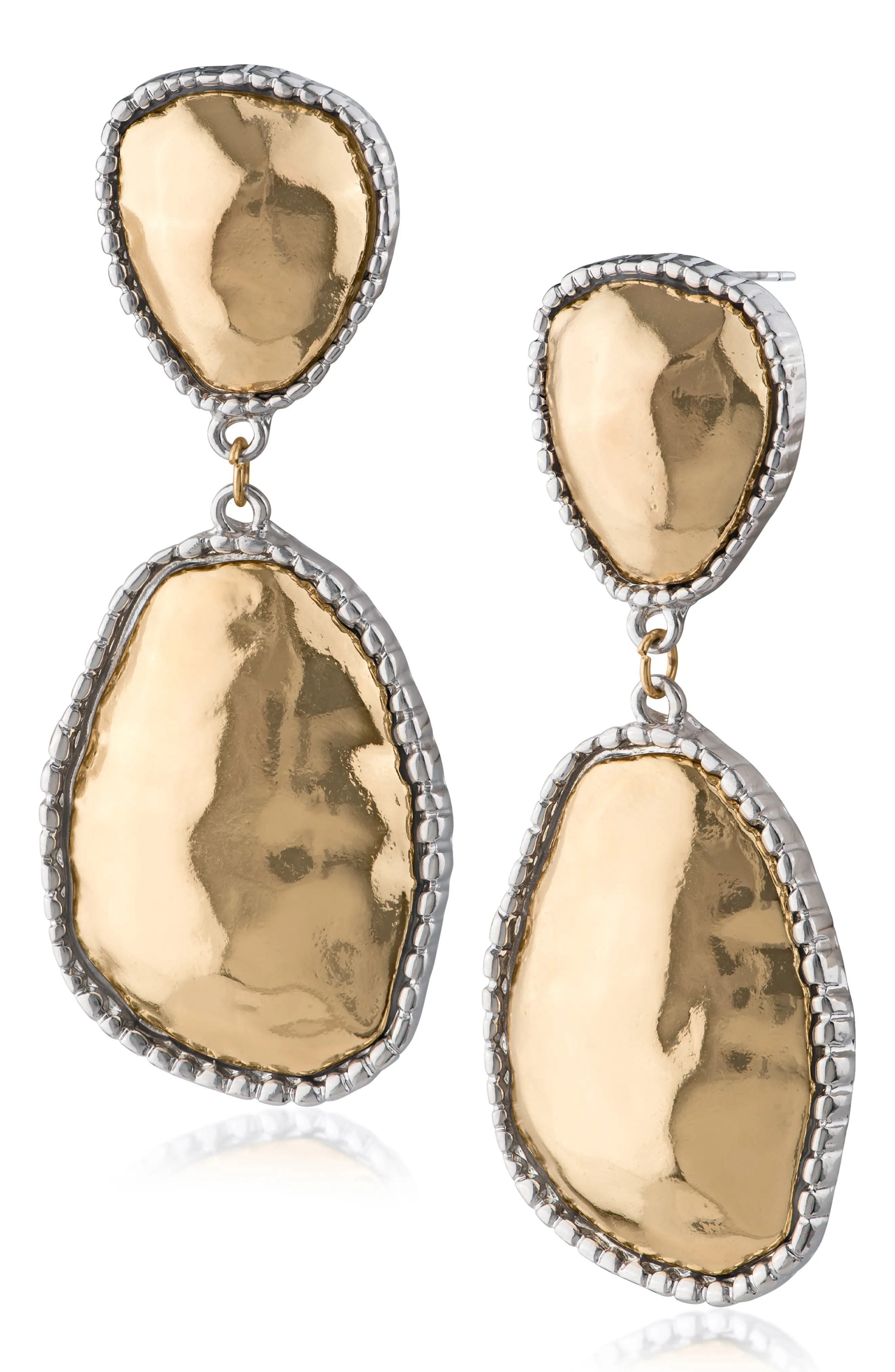 JARDIN Hammered Organic Milgrain Drop Earrings in Gold/Silver at Nordstrom Rack | Nordstrom Rack