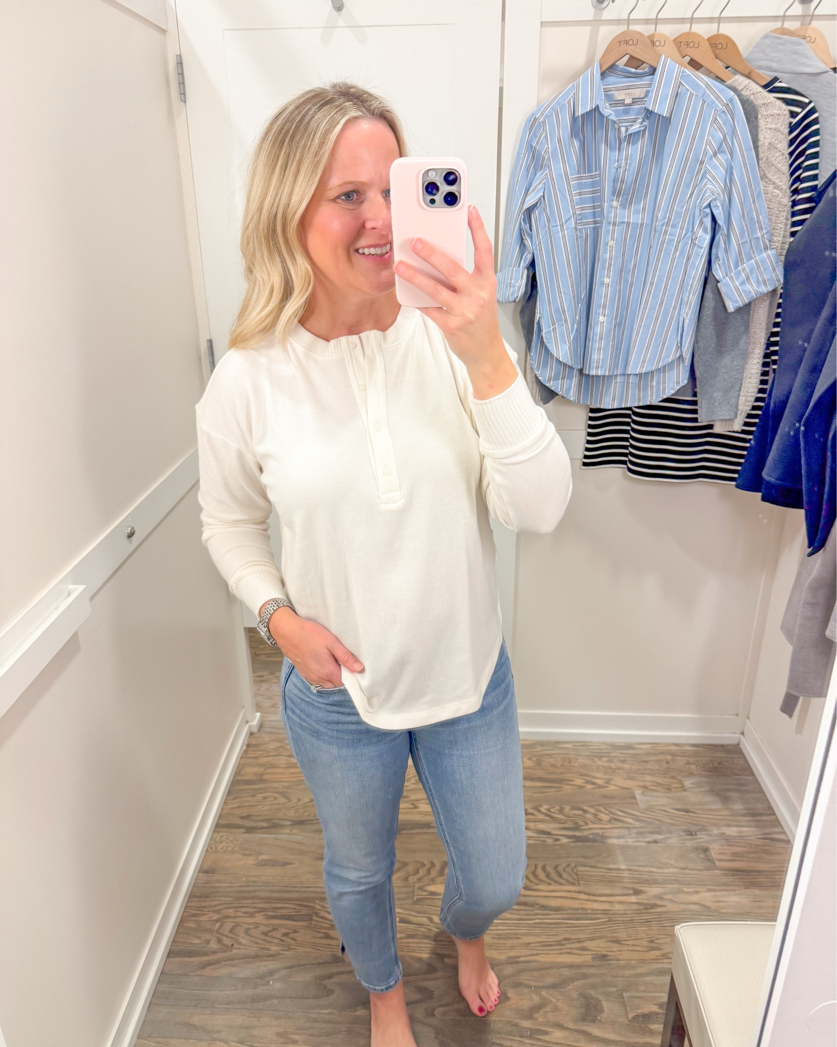 Loft winter outfit inspiration! Love this corset basic long sleeve top! Comes in a few colors and it buttery soft! 

#LTKSaleAlert #LTKFindsUnder50 #LTKOver40