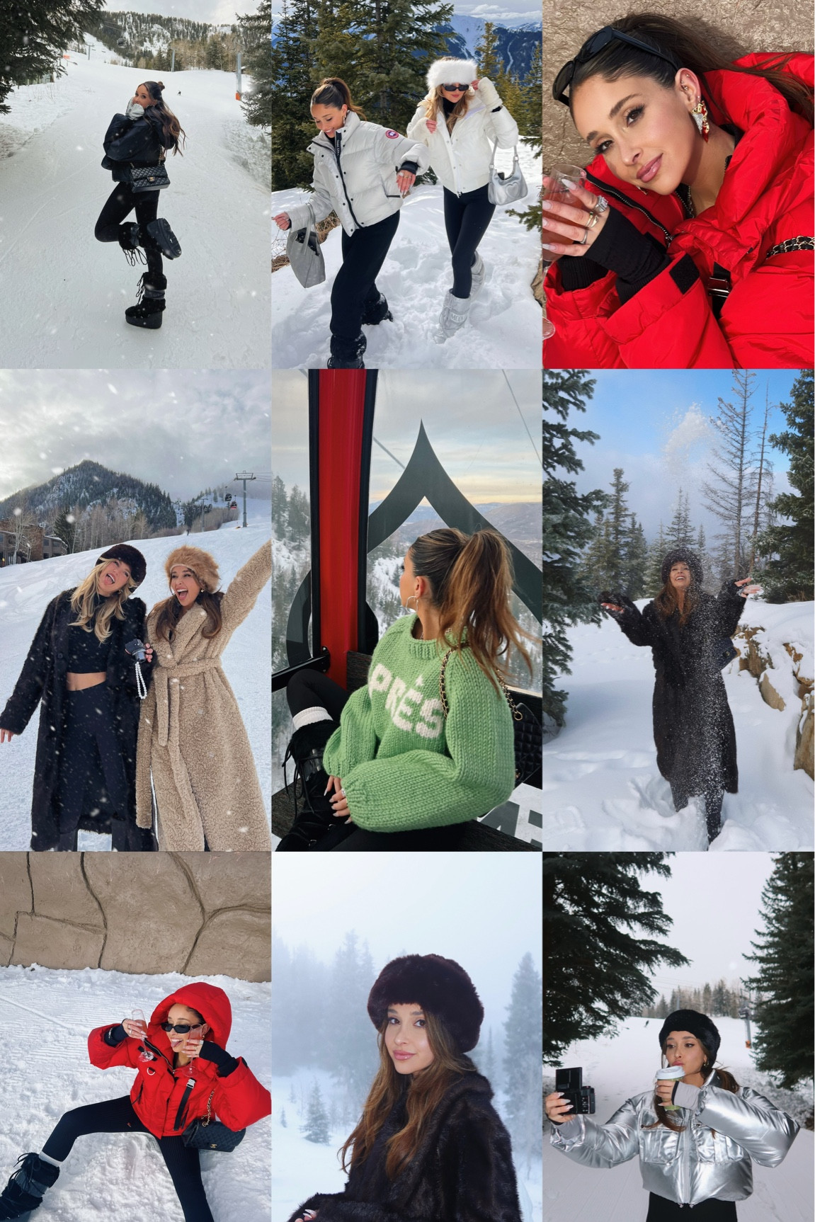 all the outfits i’m wearing in my recent instagram post ⛄️ gogosweaters chunky oversized knit green apres sweater, shoreditch ski red puffer coat, faux fur coats, cold weather accessories, winter outfit ideas, ski season 

#LTKHoliday #LTKSeasonal #LTKStyleTip