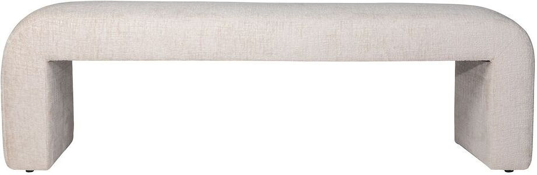 Sophia Modern Luxury Curved Upholstered Jacquard Large Bench In Natural | 1stopbedrooms
