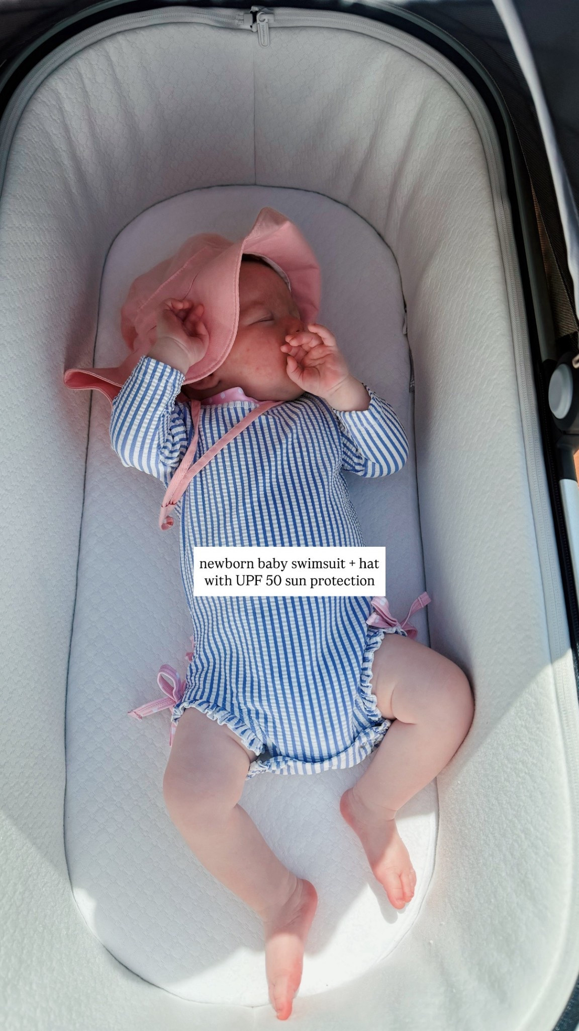 Newborn baby girl swimsuit and hat with UPF 50 built in sun protection. 

#LTKSummerEdit #LTKBaby #LTKKids