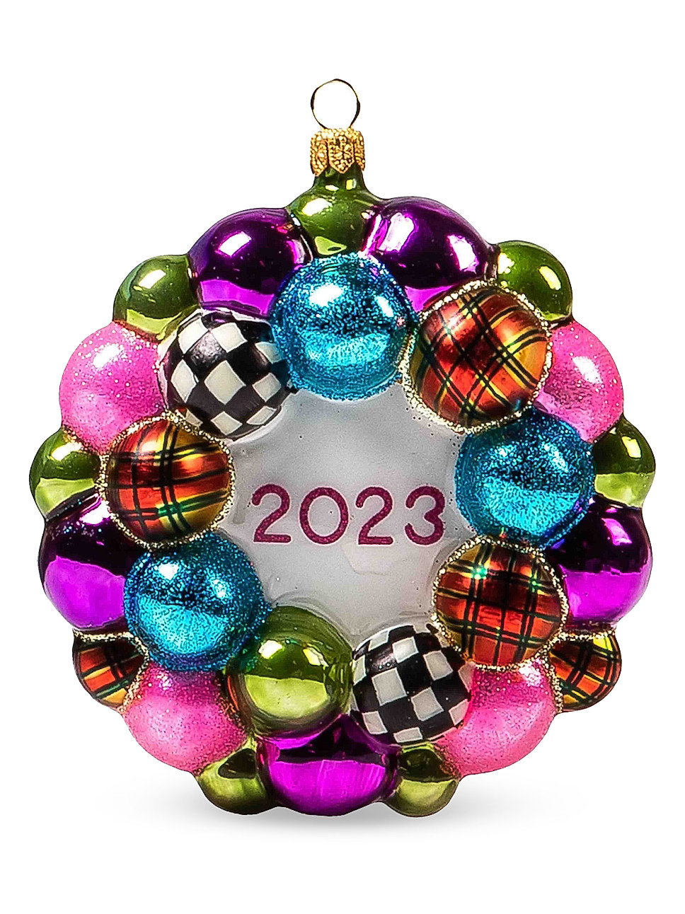 MacKenzie-Childs Granny Kitsch Dated Wreath Glass Ornament | Saks Fifth Avenue