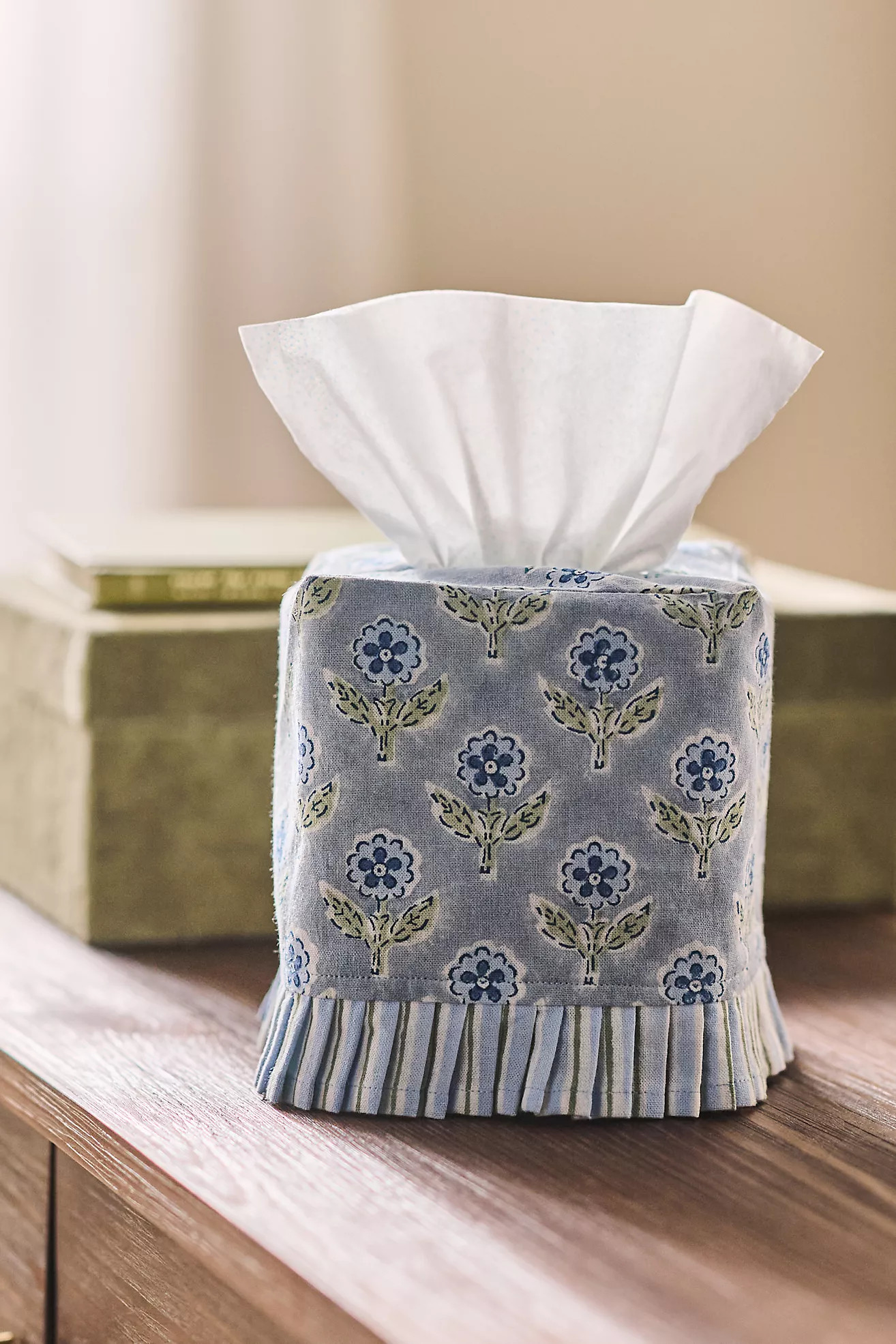 Inner Child Print Ruffle Tissue Box Cover | Anthropologie (US)