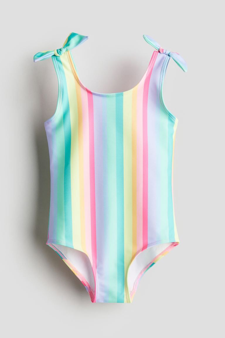 Patterned Swimsuit - Pink/rainbow-striped - Kids | H&M US | H&M (US + CA)