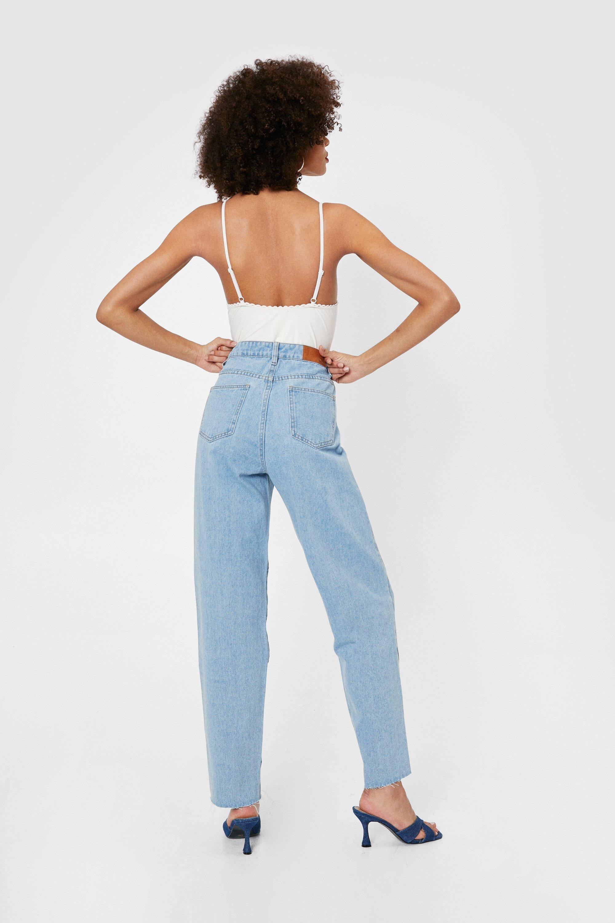 High Waisted Seam Detail Straight Leg Jeans | Nasty Gal (US)