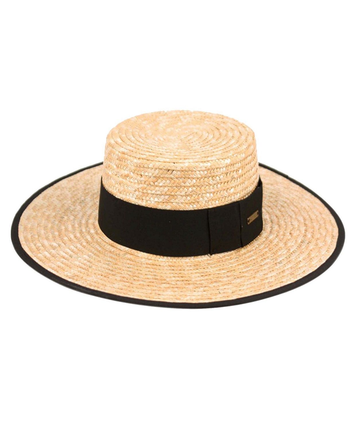 Epoch Hats Company Angela & William Braid Natural Straw Women's Boater Hat with Black Band & Revi... | Macys (US)