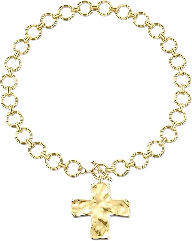 TEN MIRO 18k Chunky Gold Necklace for Women Sweatproof, Non Tarnish Chunky Layered Chain Necklace... | Amazon (US)