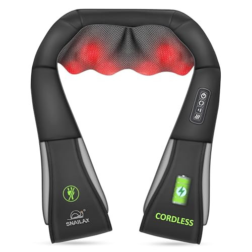 Snailax Cordless Massager - Shiatsu Neck and Shoulder Massager with Heat, Portable, Lumbar, Back Electric Massage Pillow, Christmas Gift | Amazon (US)