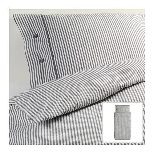Beautiful White and Gray Striped Pattern Duvet Cover and Pillowcases Twin Size Ikea Nyponros | Amazon (US)